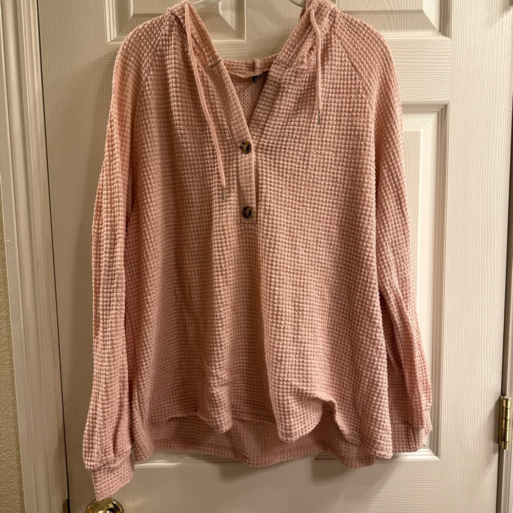 Pink Waffle Knit Women's Top